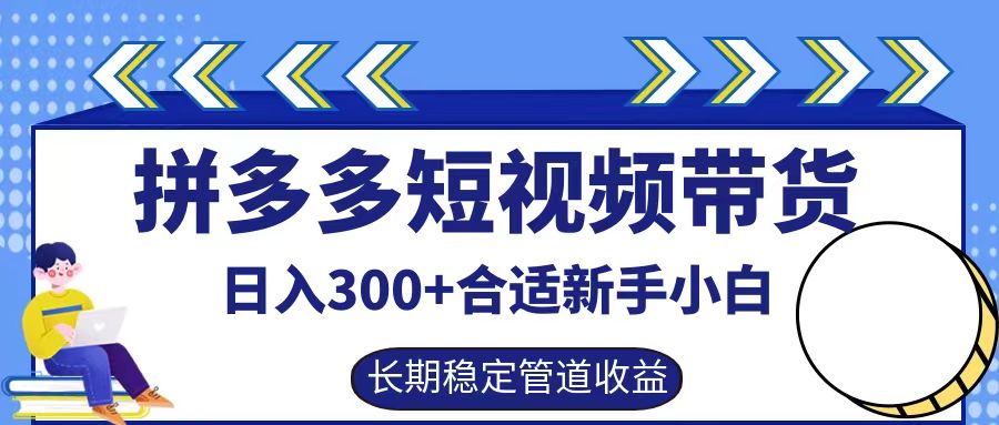 拼多多短视频带货日入300+，实操账户展示看就能学会-归鹤副业商城