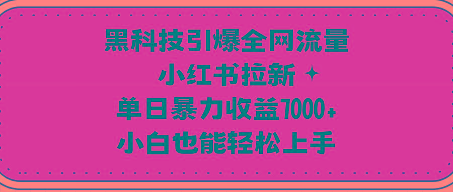 (9679期)黑科技引爆全网流量小红书拉新，单日暴力收益7000+，小白也能轻松上手-归鹤副业商城