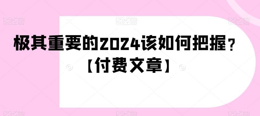 极其重要的2024该如何把握？【付费文章】-归鹤副业商城