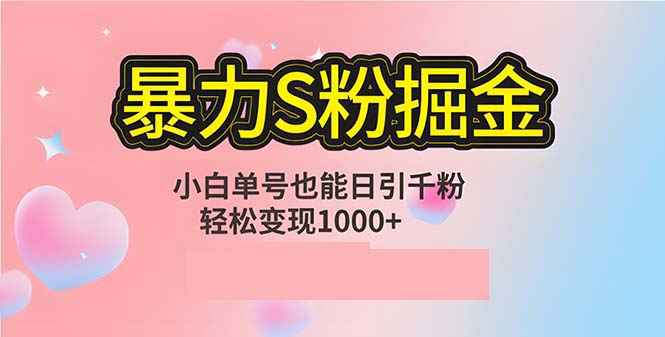 单人单机日引千粉，变现1000+，S粉流量掘金计划攻略-归鹤副业商城