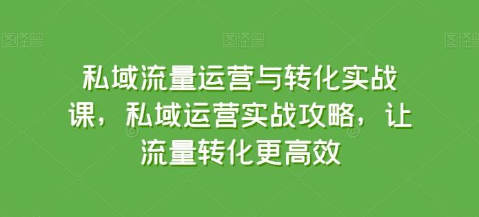 私域流量运营与转化实战课，私域运营实战攻略，让流量转化更高效-归鹤副业商城