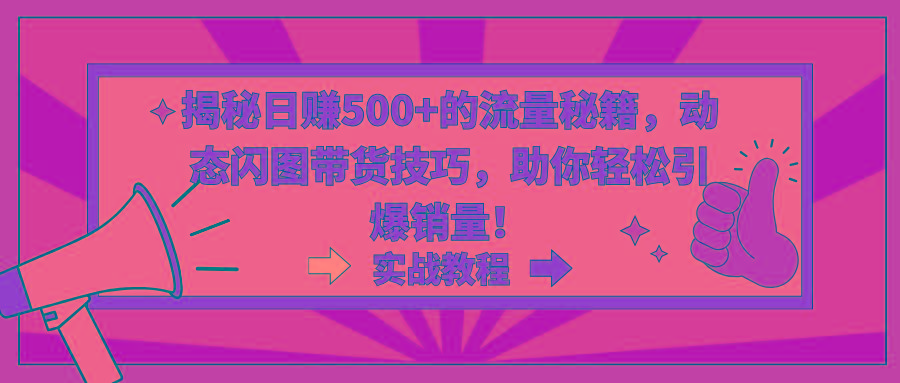 揭秘日赚500+的流量秘籍，动态闪图带货技巧，助你轻松引爆销量！-归鹤副业商城